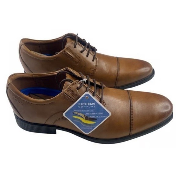 Collection By Clarks Men's Whiddon Cap Dark Tan Leather Shoes - Size 11.5‎